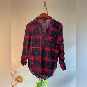 Split side flannel shirt